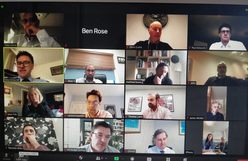 Steve Brine on Zoom with local businesses