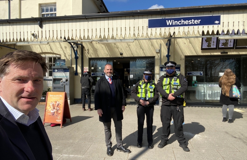 Steve with Det Supt Gareth Williams and members of the team at Winchester Railway Station.