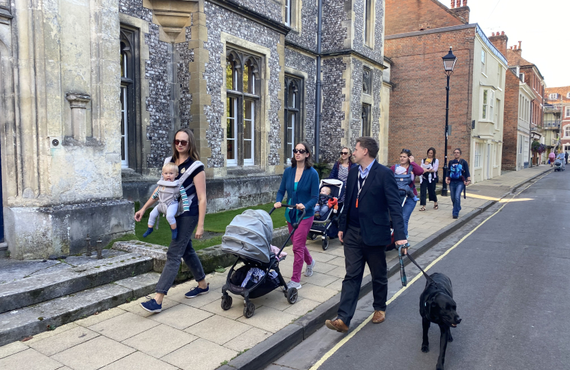 Steve Brine walking with mums