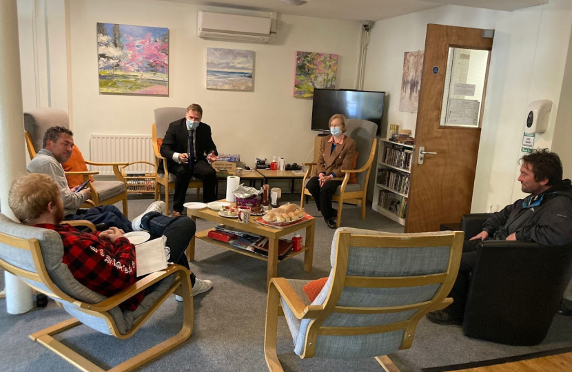 Steve Brine speaking with residents