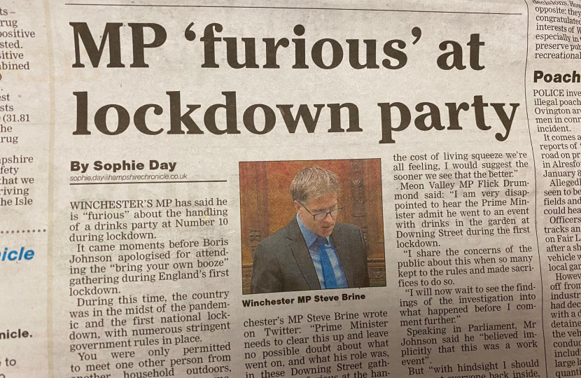 Steve Brine featured quote in the Hampshire Chronicle