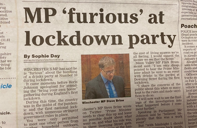 Steve Brine featured quote in the Hampshire Chronicle