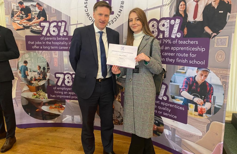 Pictured; Steve Brine MP with Lauren from Pitcher and Piano.