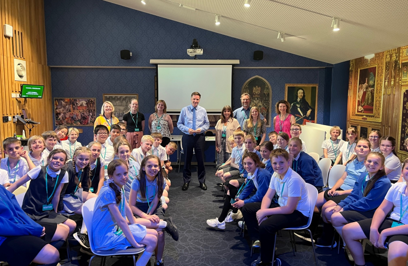 Steve Brine MP with staff and students in Parliament’s Education Centre.