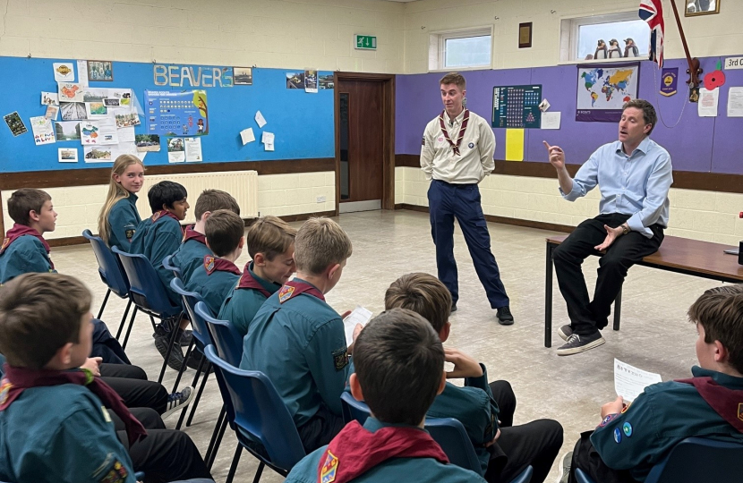 Pictured; Steve chatting with the 3rd Chandler’s Ford Scouts.