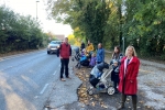 Steve Brine MP with parents and headteacher, Nicola Wells, on Andover Road