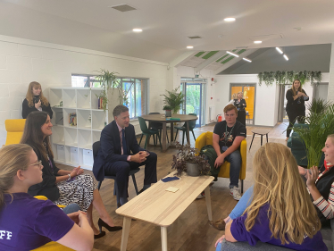 Steve Brine chatting to students