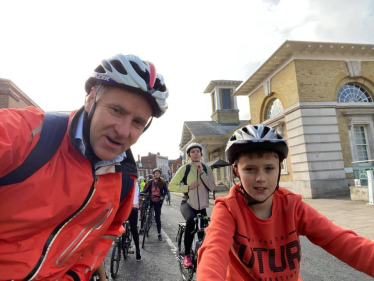 Steve Brine and his son William on their bikes