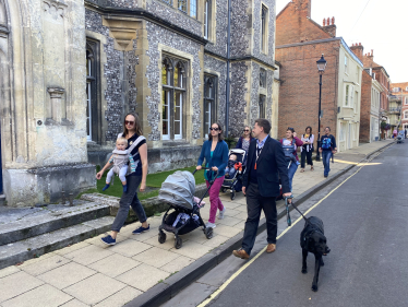 Steve Brine walking with mums