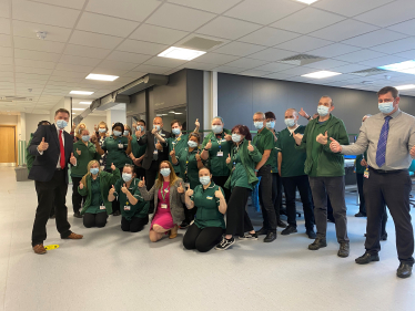 Steve Brine at the pharmacy opening