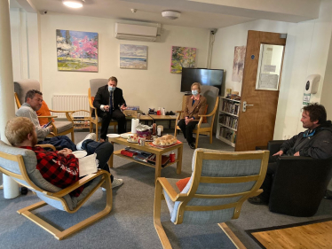 Steve Brine speaking with residents