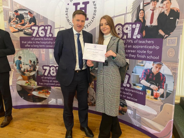 Pictured; Steve Brine MP with Lauren from Pitcher and Piano.